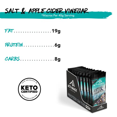 ACTI-SNACK Keto Crunch Salt & Apple Cider Vinegar 12 x 40g | Sports Nutrition Snacks, Protein on the Go - Salt and Vinegar Almonds, Cashews and Peanuts Nut Mix, Keto Certified Snack