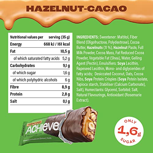 ahead ACHIEVE | Keto Chocolate Bars – 18 x 35g – Hazelnut Cacao – Low Carb Sugar Free – 100% Natural with MCT-Fats – Keto Snacks & Healthy Snacks