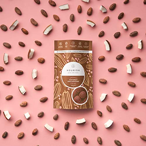 Nourish Organic Cacao Coconut Macaroons - Keto Snacks - Vegan, Gluten Free, Dairy Free Healthy Snacks Made with Natural Ingredients - 140g (Pack of 1)