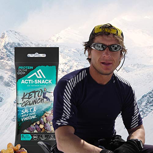 ACTI-SNACK Keto Crunch Salt & Apple Cider Vinegar 12 x 40g | Sports Nutrition Snacks, Protein on the Go - Salt and Vinegar Almonds, Cashews and Peanuts Nut Mix, Keto Certified Snack