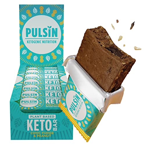 Pulsin - Plant Based Keto Protein Bars - Low Carb - 50g x18-12.6g Protein, 9.3g Fibre, 8.6g Carbs - Gluten, Palm Oil & Dairy Free Snack Bar - Choc Fudge
