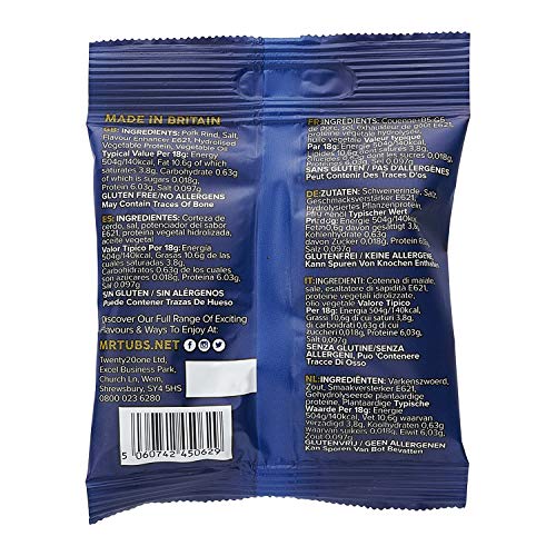 Mr Tubs Premium Pork Scratchings - Gluten Free - Perfectly Salted, 20 x 18g Bags - Pub Style, Low Carb, Keto & Paleo Friendly, Hand Cooked Pork Rind Crackling Snack