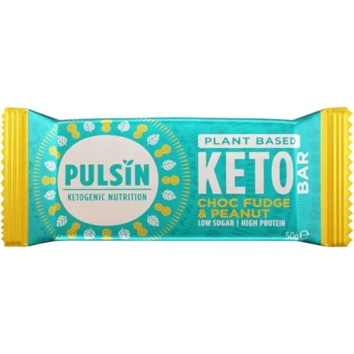 Pulsin - Plant Based Keto Protein Bars - Low Carb - 50g x18-12.6g Protein, 9.3g Fibre, 8.6g Carbs - Gluten, Palm Oil & Dairy Free Snack Bar - Choc Fudge