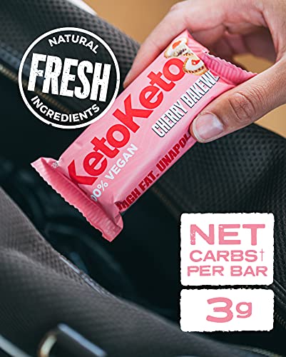 Keto Keto Bars 12 x 50g Keto Snacks For Weight Loss | Keto Diet, Sugar Free Snack, Meal Replacement Bar | Healthy Snacks, Keto Food, Low Carb | Low Calorie, Vegan Food, Breakfast Bar (Cherry Bakewell)