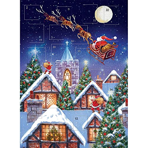 Tracks Traditional Santa Sleigh Advent Calendar - 24 Doors Glitter Finish Christmas, Blue
