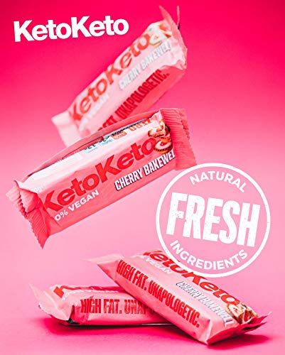 Keto Keto Bars 12 x 50g Keto Snacks For Weight Loss | Keto Diet, Sugar Free Snack, Meal Replacement Bar | Healthy Snacks, Keto Food, Low Carb | Low Calorie, Vegan Food, Breakfast Bar (Cherry Bakewell)