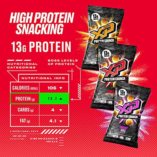TOTAL XP Protein Crunch - Tasty High Protein Snacks - VARIETY 12 Pack. Protein Chips - Vegetarian, 13g of Protein, Low Carb, Keto Friendly, Gluten Free, Palm Oil Free (12 x 24g)