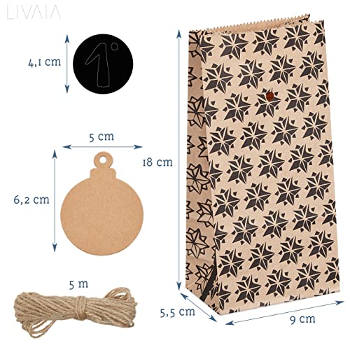 Christmas Advent Calendar 2022: Empty Advent Calendar to Fill Yourself – 24x Gift Bag, Sticker Paper, Gift Tags – Make Your Own Advent Calendar LIVAIA