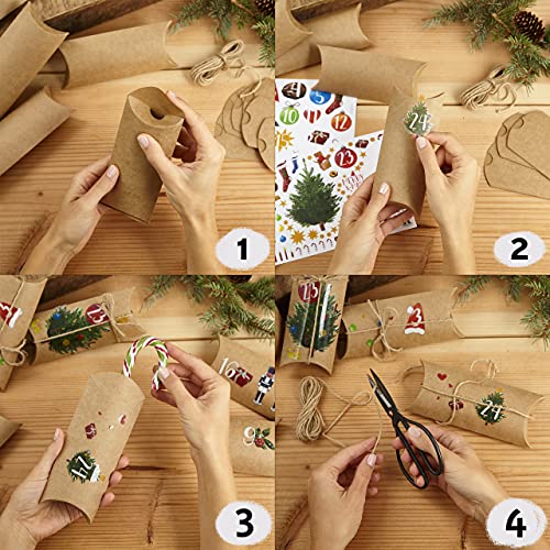 DIY Advent Calendar Kit: Beautiful Craft Advent Calendar 2022 with 24 Boxes, Jute Cord and Sticker Paper – Empty Advent Calendar to fill Yourself – Lovely Christmas Advent Calendar LIVAIA