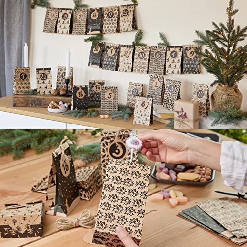 Christmas Advent Calendar 2022: Empty Advent Calendar to Fill Yourself – 24x Gift Bag, Sticker Paper, Gift Tags – Make Your Own Advent Calendar LIVAIA