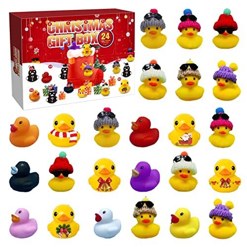 Rubber Duck Advent Calendar 2023 - Baby Advent Calendar - Mini Christmas Rubber Ducks Advent Calendar - Advent Calendar 2023 Kids For Boys Girls Kids Christmas Party Favor Gifts 24 Ducks
