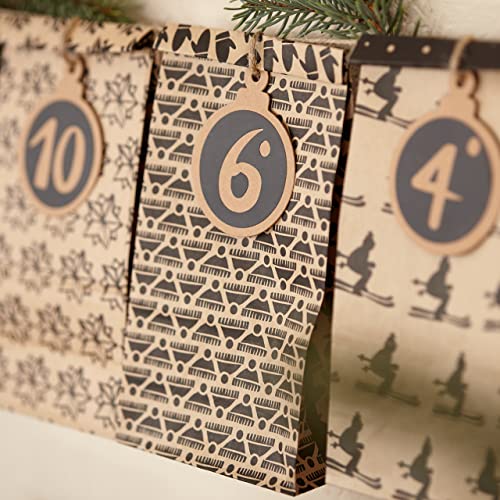 Christmas Advent Calendar 2022: Empty Advent Calendar to Fill Yourself – 24x Gift Bag, Sticker Paper, Gift Tags – Make Your Own Advent Calendar LIVAIA