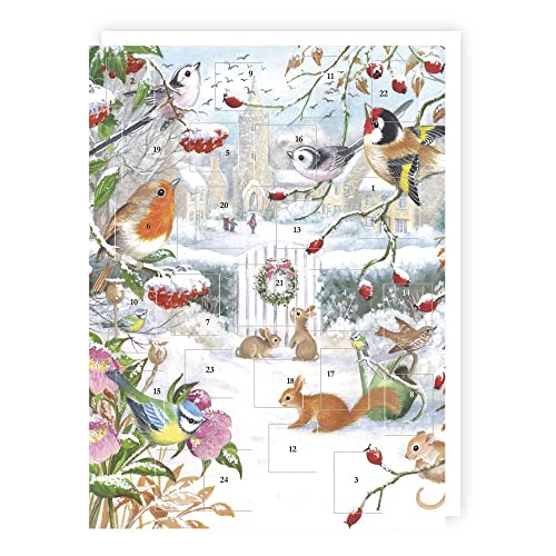 Tracks Traditional Wildlife Garden Advent Calendar - 24 Doors Christmas Countdown, White