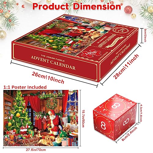 Advent Calendar 2023 Christmas Jigsaw Puzzle - Santa Claus Prepares Gifts,24 Boxes-1008 Pieces Puzzles for Adults and Kids Countdown to Christmas Home Decoration