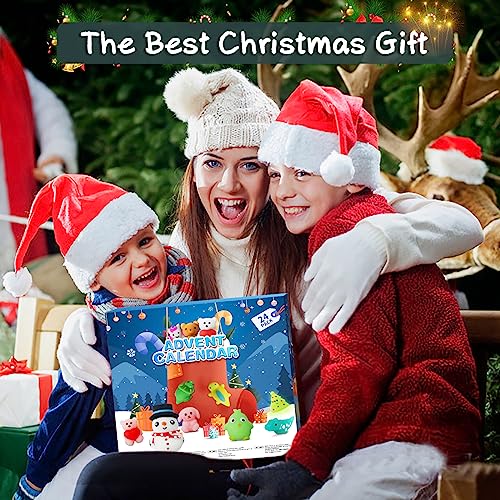 Mochi Squishy Advent Calendar 2023, Kawaii Animals 24pcs Christmas Countdown Calendar Cute Reusable Stress Reliever for Stocking Fillers Birthday Surprised Boys Girls