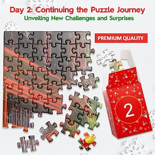 Advent Calendar 2023 Christmas Jigsaw Puzzle - Santa Claus Prepares Gifts,24 Boxes-1008 Pieces Puzzles for Adults and Kids Countdown to Christmas Home Decoration