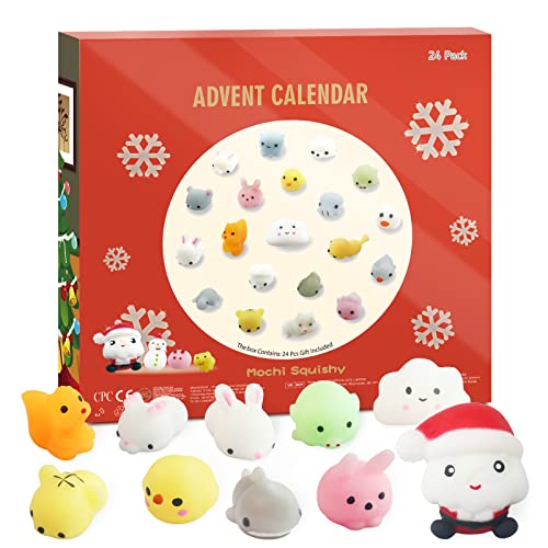 Mochi Squishy Advent Calendar 2023,Squishy Animal Christmas Countdown Calendar for Kids,24 Days Surprise, Non-Toxic Relief Stress Christmas Party Gifts for Boys and Girls Adults