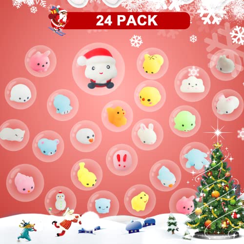 Mochi Squishy Advent Calendar 2023,Squishy Animal Christmas Countdown Calendar for Kids,24 Days Surprise, Non-Toxic Relief Stress Christmas Party Gifts for Boys and Girls Adults