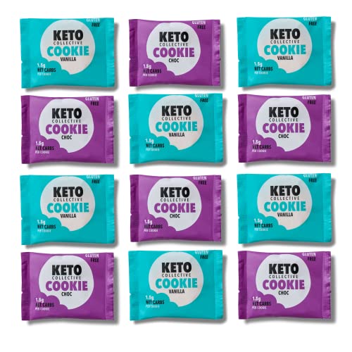 Keto Collective Keto Cookies I 1.5g Net Carbs I 30g x 12 I Keto Snacks I Low Sugar I Made with Real Butter I High Fibre I Low Carb Snacks, Gluten Free Cookies (Mixed)