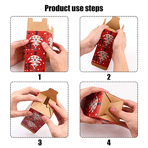 LOKIPA Christmas Advent Calendar Boxes, 24 Kraft Paper Advent Gift Boxes, Christmas Advent Calendars Countdown Boxes for Kids and Family