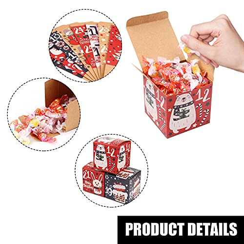 LOKIPA Christmas Advent Calendar Boxes, 24 Kraft Paper Advent Gift Boxes, Christmas Advent Calendars Countdown Boxes for Kids and Family