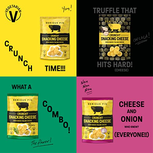 SERIOUS PIG - Crunchy Snacking Cheese Snacks, Keto Friendly, High Protein, Low Carb, Gluten Free, Vegetarian, Pub Snacks, Made from 100% Real Italian Cheese (Variety) (12 x 24g)