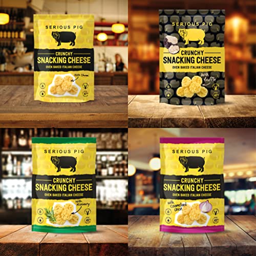 SERIOUS PIG - Crunchy Snacking Cheese Snacks, Keto Friendly, High Protein, Low Carb, Gluten Free, Vegetarian, Pub Snacks, Made from 100% Real Italian Cheese (Variety) (12 x 24g)