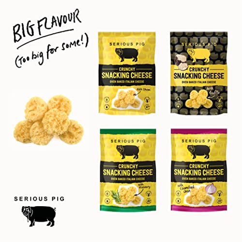 SERIOUS PIG - Crunchy Snacking Cheese Snacks, Keto Friendly, High Protein, Low Carb, Gluten Free, Vegetarian, Pub Snacks, Made from 100% Real Italian Cheese (Variety) (12 x 24g)