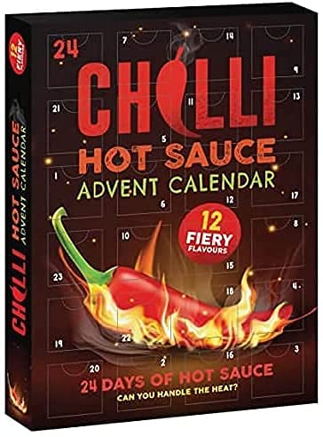 24 Days Christmas Advent Calendar Hot Sauce for Chilli Lovers in Festive Felt Santa Sack - Spice your way with Exotic Hot Fiery Flavours - For Men, Women - Gifts for Him and Her