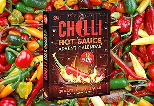 24 Days Christmas Advent Calendar Hot Sauce for Chilli Lovers in Festive Felt Santa Sack - Spice your way with Exotic Hot Fiery Flavours - For Men, Women - Gifts for Him and Her