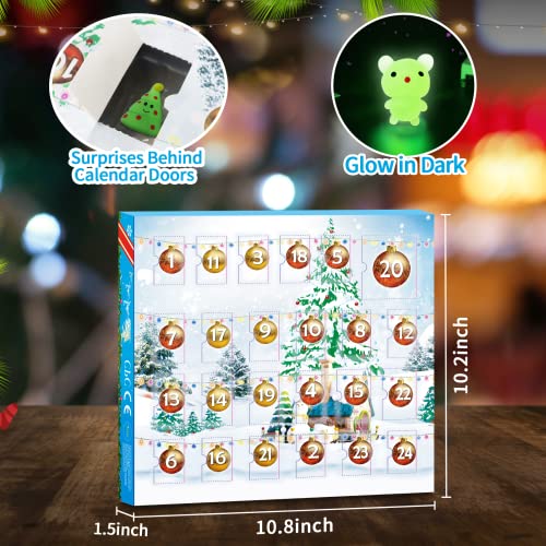 Advent Calendar 2023, Animals Mochi Squishy Including Luminous Mochi Santa 24 Days Countdown Calendar Different Surprise Every Day, Reusable, Cute, Christmas-24 Pack,Gifts for Boys Girls