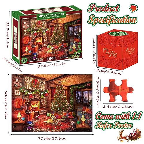 Advent Calendar 2023, Jigsaw Puzzles for Adults 1000 Christmas Gifts for Women Men Kids Puzzles for Adults Girlfriend Birthday Presents Gifts for Mum Dad Christening Gifts for Teenage Girls Boys
