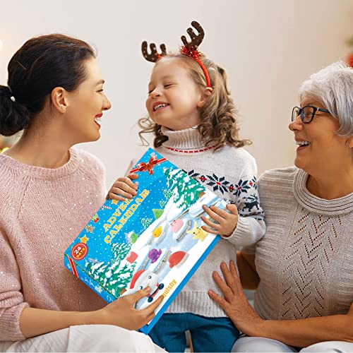 Advent Calendar 2023, Animals Mochi Squishy Including Luminous Mochi Santa 24 Days Countdown Calendar Different Surprise Every Day, Reusable, Cute, Christmas-24 Pack,Gifts for Boys Girls