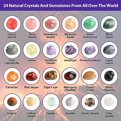RAMXCION Gemstone Dig Kit, Crystals Advent Calendar 2023,Dig up 24 Real Gems,24 Days Natural Crystal Christmas Countdown Calendar Educational Science Kits Gift for Kids Rock Collection Xmas Boys Girls