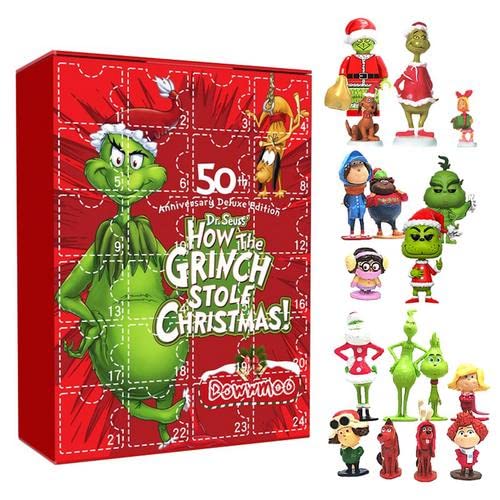 Christmas Grinch Calendar, Advent Calendar 2022 with 24 Christmas Toys Figure, Christmas Grinch Figure Countdown Advent Calendar Gifts for Kids