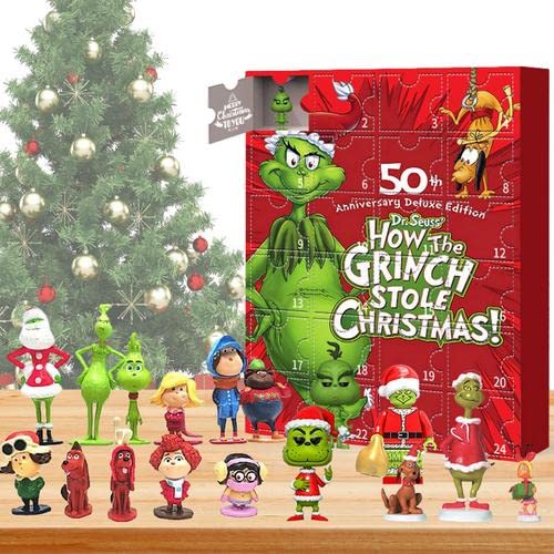 Christmas Grinch Calendar, Advent Calendar 2022 with 24 Christmas Toys Figure, Christmas Grinch Figure Countdown Advent Calendar Gifts for Kids