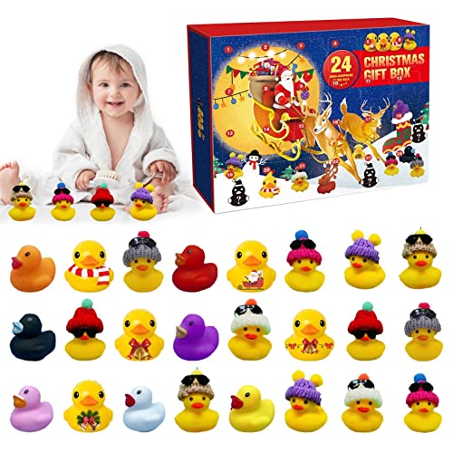 Peegsan Rubber Duck Advent Calendar 2023,Mini Christmas Rubber Ducks Advent Calendar,Advent Calendar 2023 Kids,For Boys,Girls,Kids,Christmas Party Favor Gifts(24 Ducks)