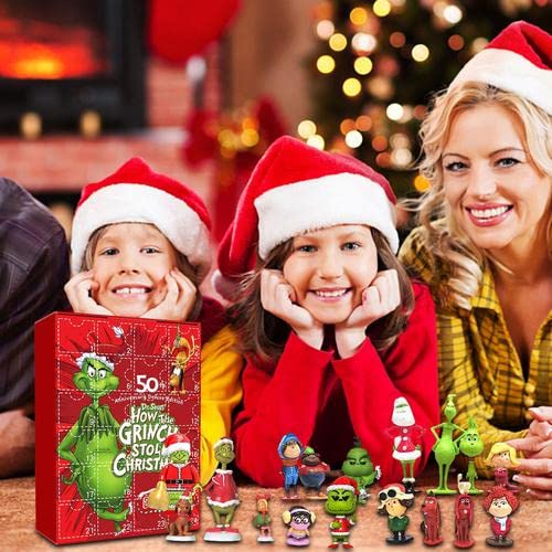 Christmas Grinch Calendar, Advent Calendar 2022 with 24 Christmas Toys Figure, Christmas Grinch Figure Countdown Advent Calendar Gifts for Kids