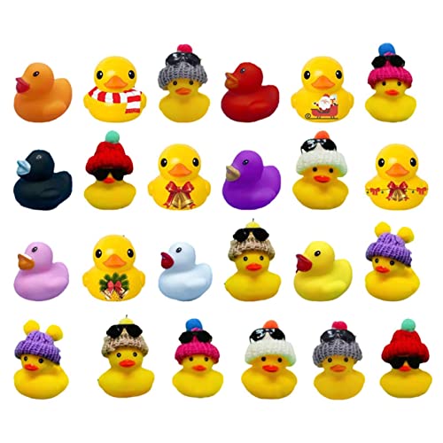 Peegsan Rubber Duck Advent Calendar 2023,Mini Christmas Rubber Ducks Advent Calendar,Advent Calendar 2023 Kids,For Boys,Girls,Kids,Christmas Party Favor Gifts(24 Ducks)