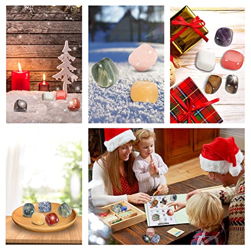 RAMXCION Advent Calendar 2023 Rocks, 24 Days Natural Crystal Agate Stone Minerals & Fossils Advent Calendar Crystals Christmas Calendar Enthusiasts Rock Collection Countdown Calendar Xmas Girls