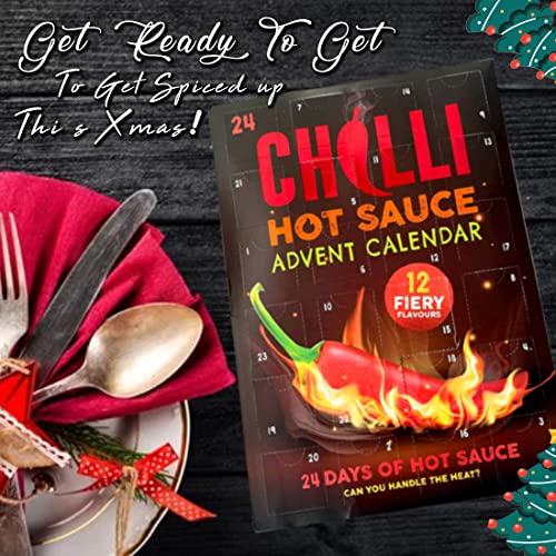 HOT CHILLI Advent Calendar - Hot Pepper Sauce - Hot Sauce Advent Calendar - Hot Sauce Gift Set - Chilli Sauce Gift Set - Advent Calendar for Wife - Friend Gifts for Women - Gift for Him