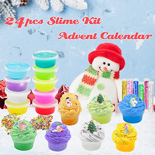 sudatong Advent Calendar 2023, DIY Slime Kids Christmas Advent Calendars 24 Days Countdown Advent Calendar with 16 Slime and 8 Accessories Christmas Surprises Gift with DIY Slime Kit for Boys Girls