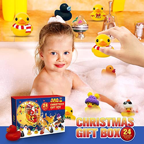 Peegsan Rubber Duck Advent Calendar 2023,Mini Christmas Rubber Ducks Advent Calendar,Advent Calendar 2023 Kids,For Boys,Girls,Kids,Christmas Party Favor Gifts(24 Ducks)