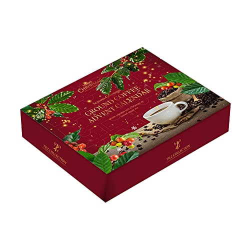 Coffee Advent Calendar 2023 Christmas | 24 Days Flavoured Ground Coffee Gift Set Christmas Coffee Gifts For Men & Women - French Vanilla Coffee Hazelnut Irish Italian Cinnamon Coffee Christmas Gifts