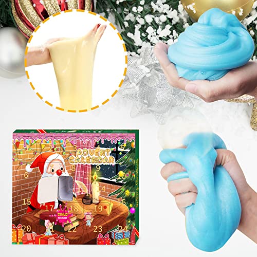 sudatong Advent Calendar 2023, DIY Slime Kids Christmas Advent Calendars 24 Days Countdown Advent Calendar with 16 Slime and 8 Accessories Christmas Surprises Gift with DIY Slime Kit for Boys Girls
