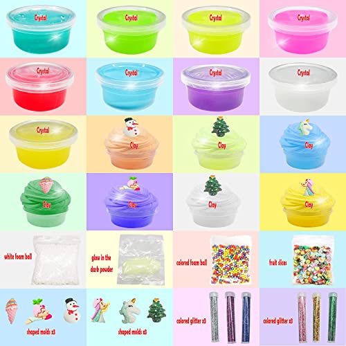 sudatong Advent Calendar 2023, DIY Slime Kids Christmas Advent Calendars 24 Days Countdown Advent Calendar with 16 Slime and 8 Accessories Christmas Surprises Gift with DIY Slime Kit for Boys Girls