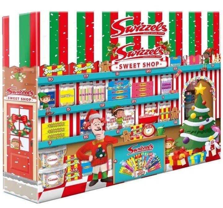 Swizzels Sweets Christmas Advent Calendar 2022 220g With Christmas Sticker - Kids and adults Sweet Advent - Christmas Sweets Gift - Retro Christmas Advent