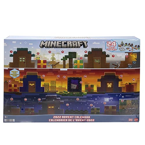 Minecraft Mob Head Minis Advent Calendar Featuring Pixelated Video-Game Character Figures with Giant Heads, Collectible Toy- for Fans Ages 6 Years & Older, HHT63