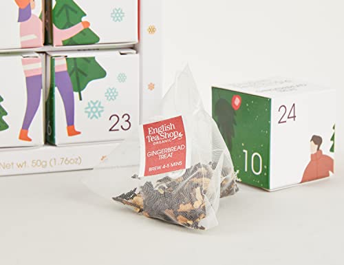 English Tea Shop Organic White Ornaments Advent Calendar Puzzle - 25 Loose Leaf Tea Pyramid Bags - 13 Different Flavours., 50 g