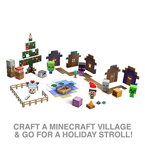 Minecraft Mob Head Minis Advent Calendar Featuring Pixelated Video-Game Character Figures with Giant Heads, Collectible Toy- for Fans Ages 6 Years & Older, HHT63